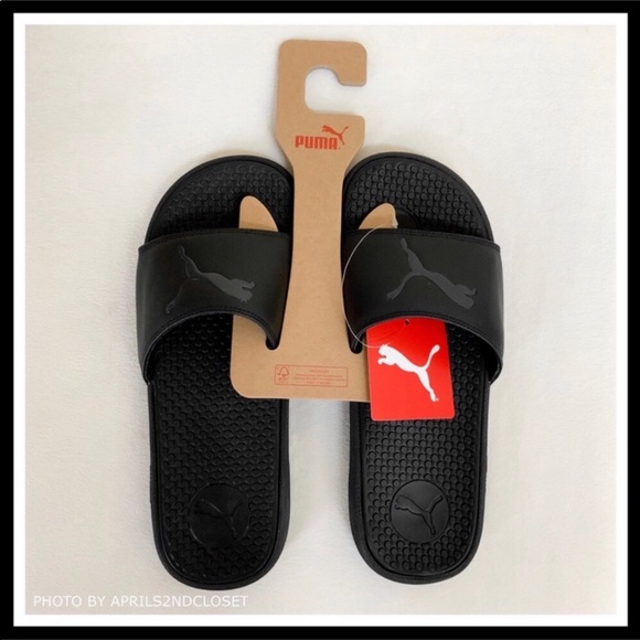 PUMA BLACK SLIDES SPORT SANDALS SLIP ONS A3C - Picture 7 of 8